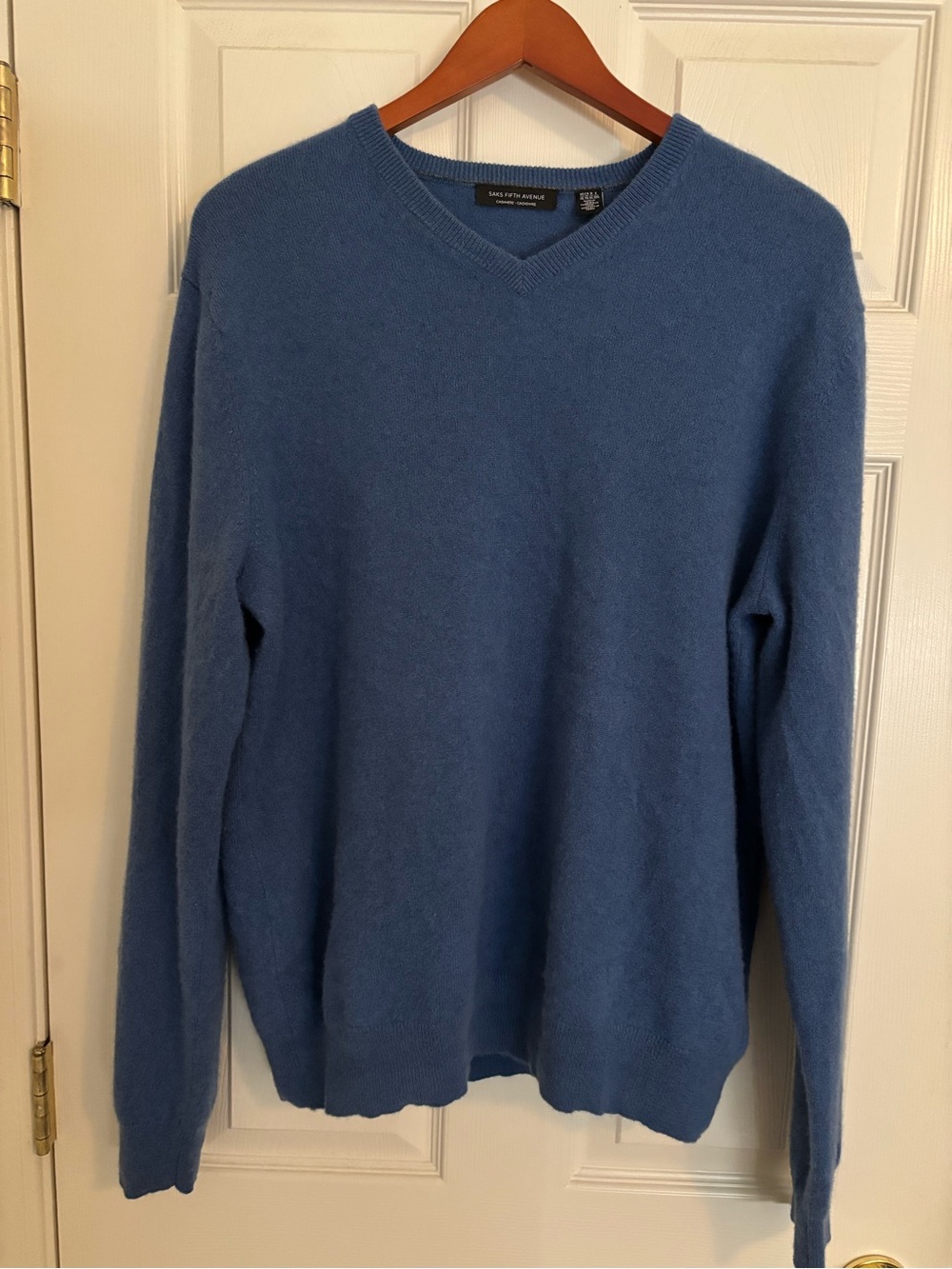 Saks Fifth Avenue Blue V-Neck Cashmere Sweater